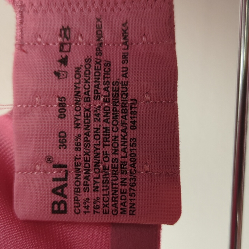 36D Bali Beauty Lift Invisible Support Underwire Bra Pink NWT - Picture 8 of 8